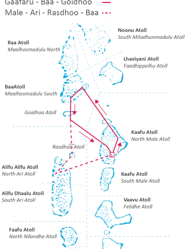 “THE NORTH ITINERARY” to Baa (Hanifaru Bay) & Raa Atolls